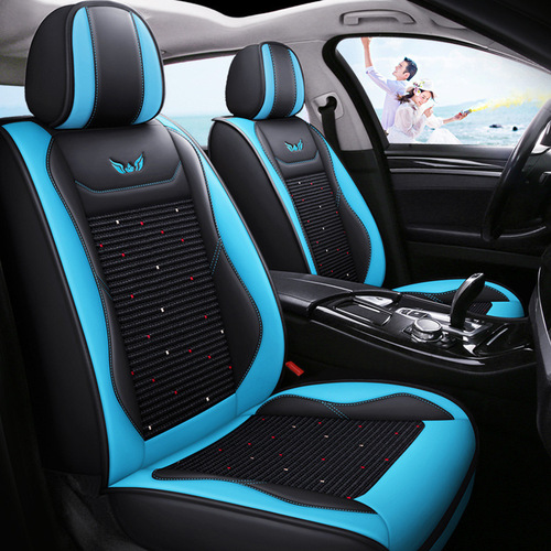  new car seat cushion cartoon cat seat cover full-wrap skin ice silk car seat cushion cover suitable for 5-seater cars