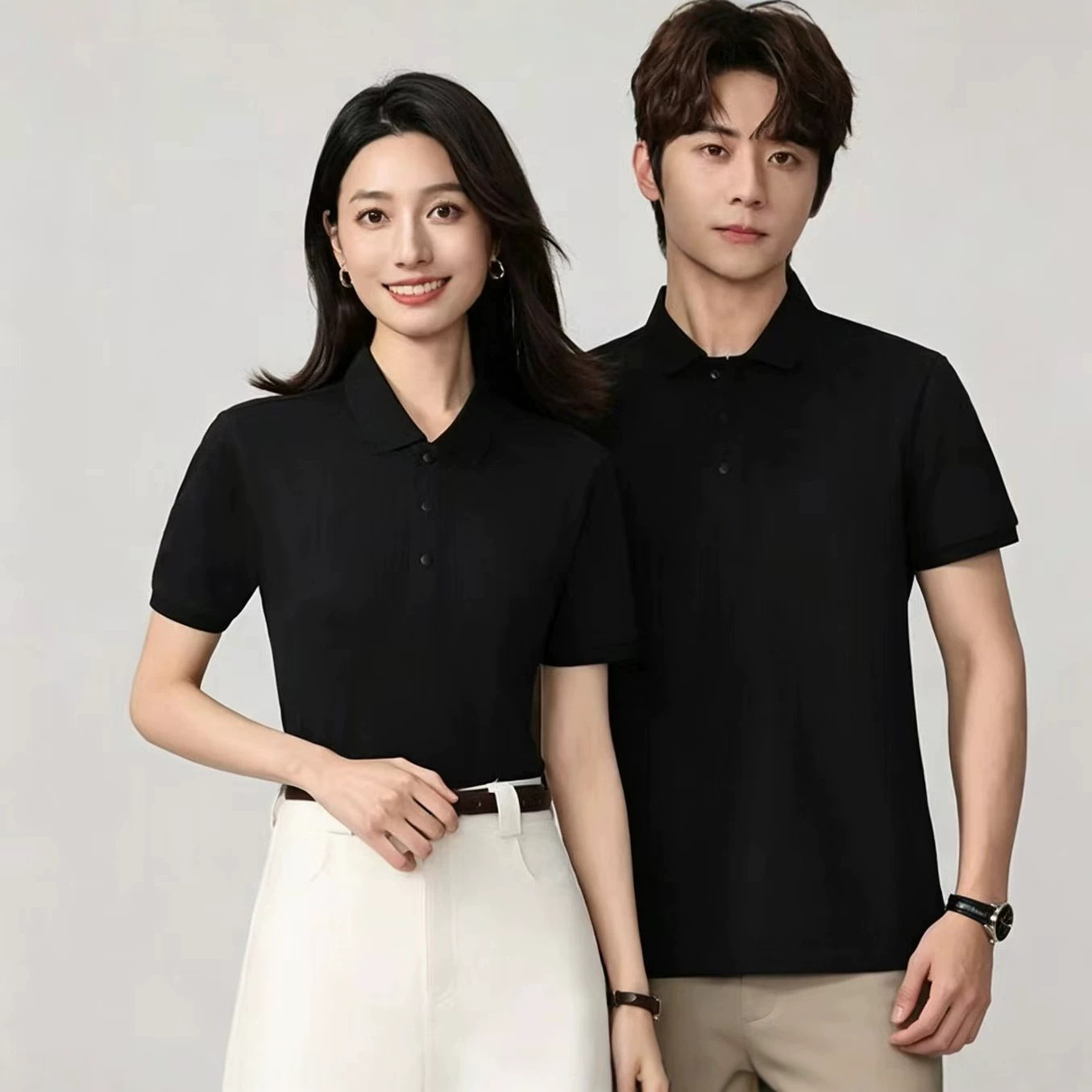 Summer Solid Color Custom Workwear Bird-Eye Quick-Dry Polo Shirt with Custom Logo, Short-Sleeved, Cool and Breathable Top