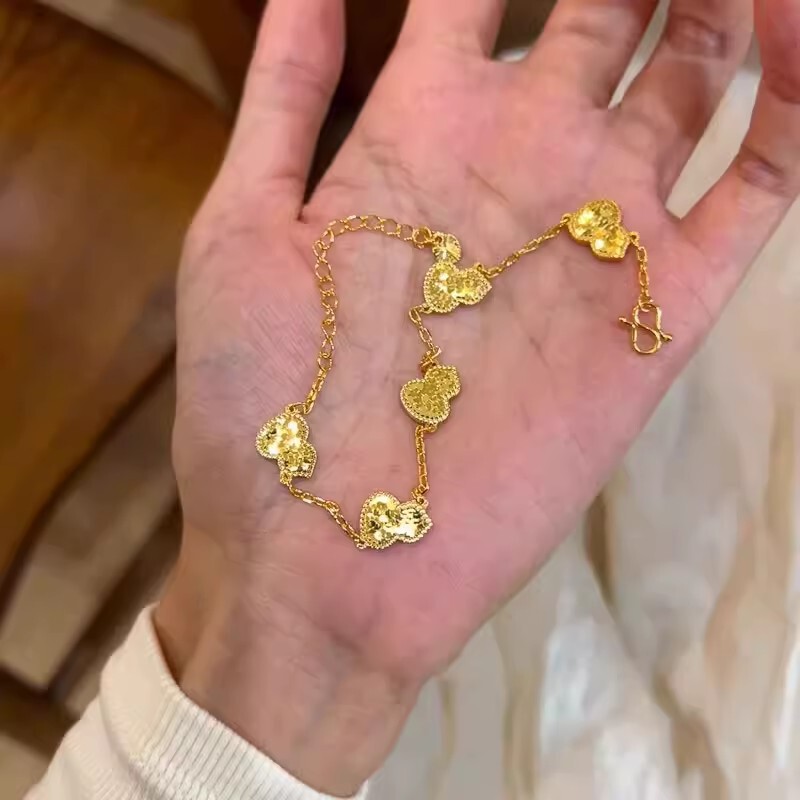 Sand Gold Crushed Ice Gold Gourd Bracelet for Women, Light Luxury Niche Exquisite High-End Bracelet, 2026 New Style Jewelry