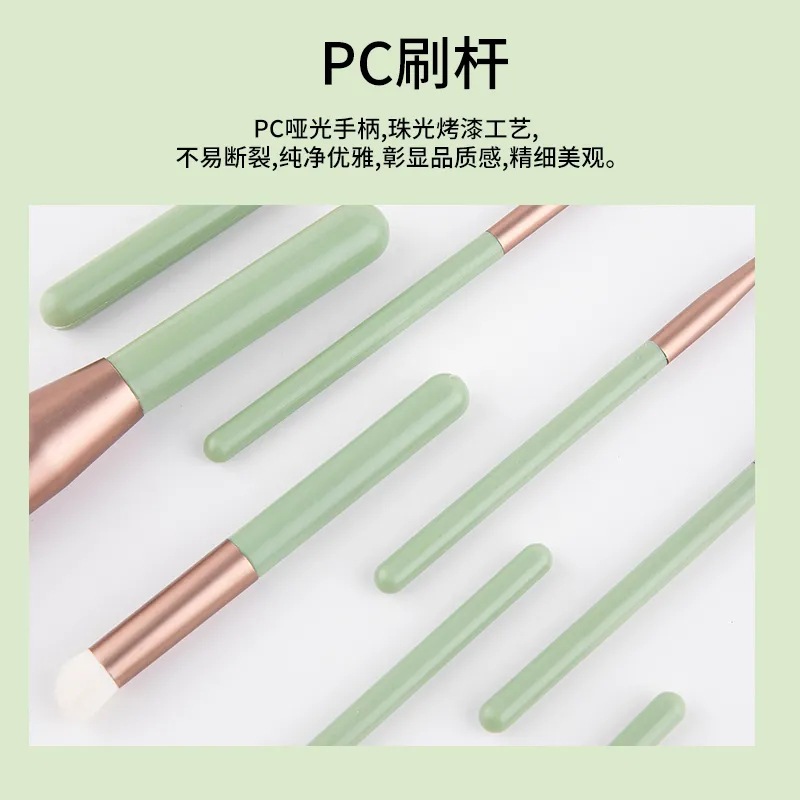 10 pinceles de maquillaje de marcos verdes, pinceles de tinta suave, pinceles de sombra de ojos, herramientas de pelo suave de animales