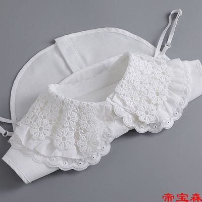 Large lapel lace decorate Doll collar False collar white Lace Shawl sweater decorate Collar