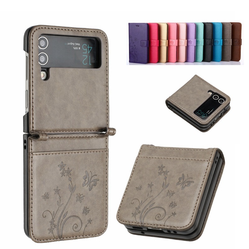 Suitable for Samsung Z Flip 20% off Foldable Screen Phone Case, Small Butterfly Embossed Pattern Flip Cover Protective Case, Z Fold7 Leather Case