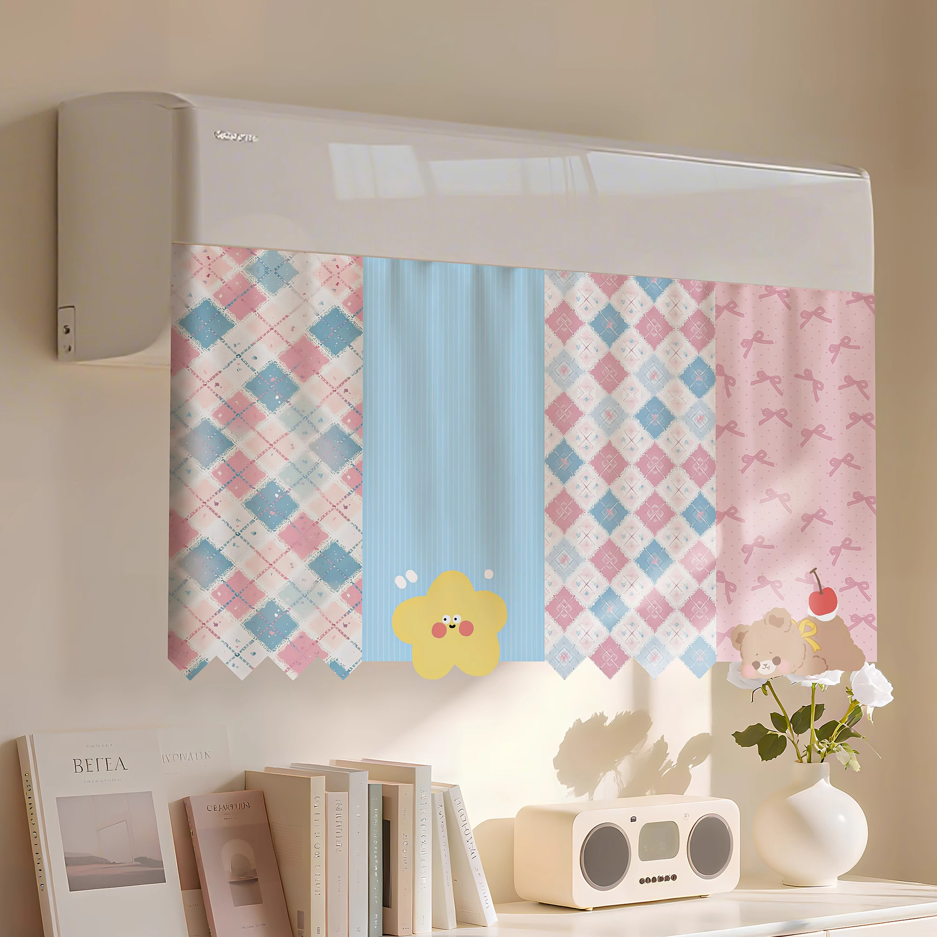 Cortina del parabrisas del aire acondicionado, anti-soplado directo, parabrisas para bebés de confinamiento, salida de aire universal colgante, artefacto de la cubierta de aire acondicionado