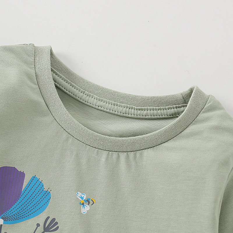 Camiseta de las niñas manga larga otoño algodón niños bottoming camisa de dibujos animados lindo flor bebé niñas Top suelto casual