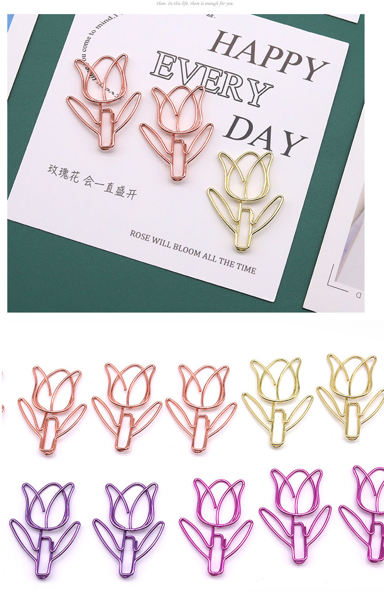 1 Piece Solid Color Class Learning Metal Pastoral Paper Clip display picture 1