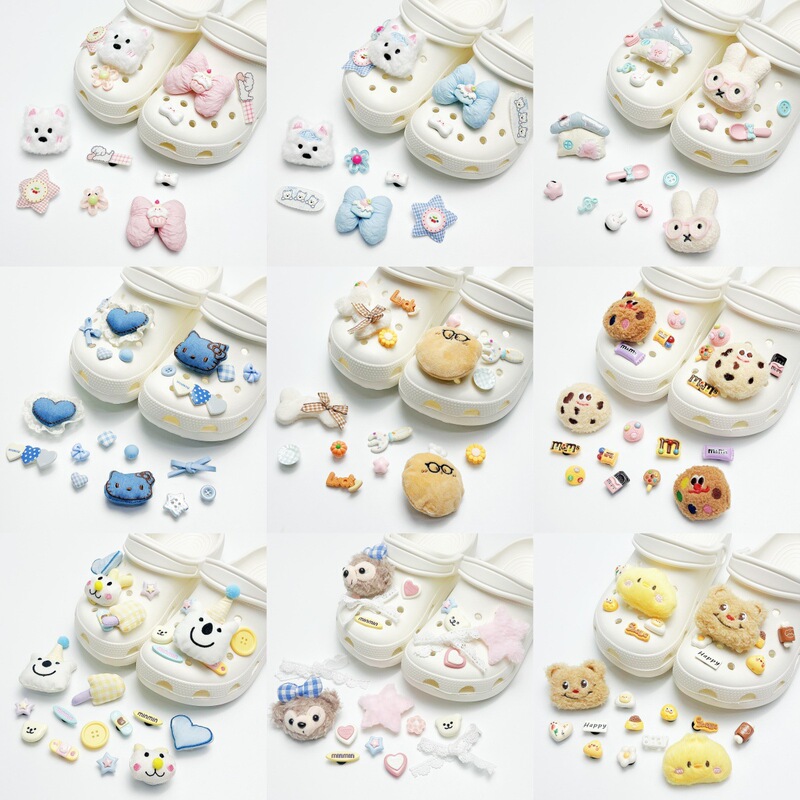 Dopamine Pink Plush West Highland Hole Shoe Buckle Cute Dog Star Bow DIY Shoe Flower Decoration