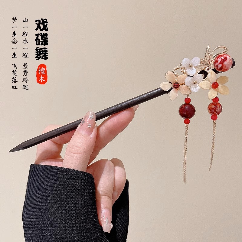 高級気質百合頭飾り新古風花高級感ヘアピン清新甘美女古風チャイナドレスヘアピン|undefined