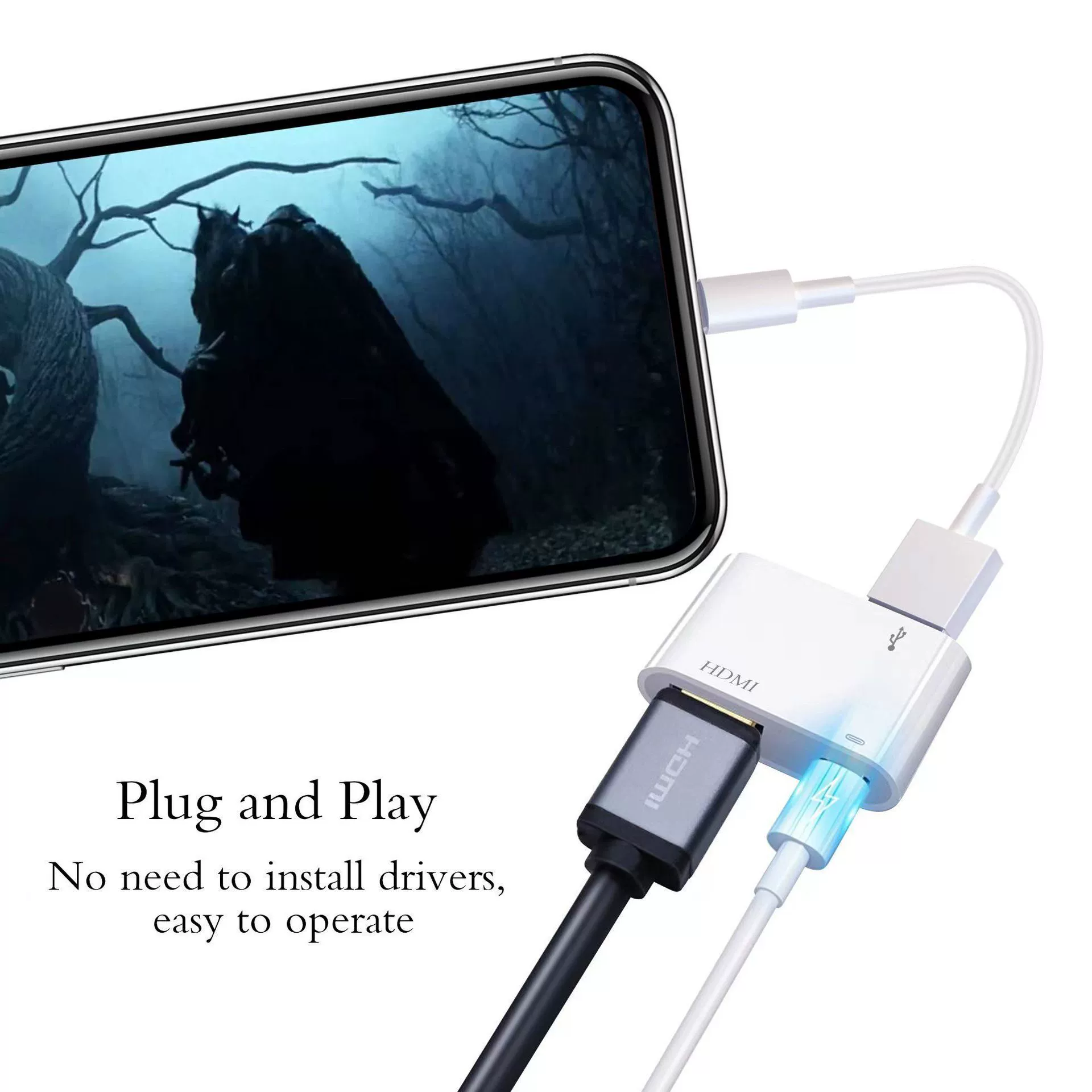 Подходящий для Apple Lightning на HDMI iPad планшет и экран новый мобильный телефон с тем же экраном высокий разрешающий конвертер