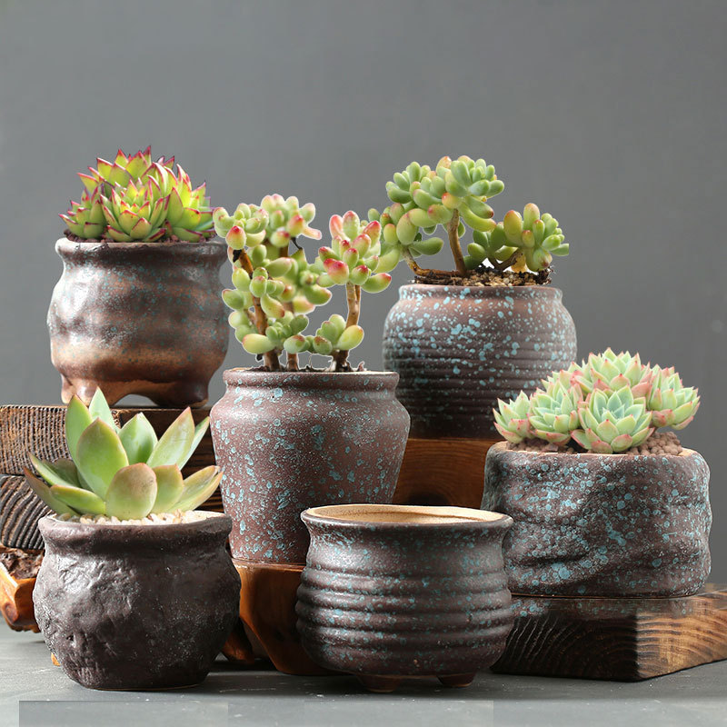 Gres antiguo suculentas maceta hogar carne planta cerámica arcilla especial pequeña olla fábrica directa liquidación al por mayor