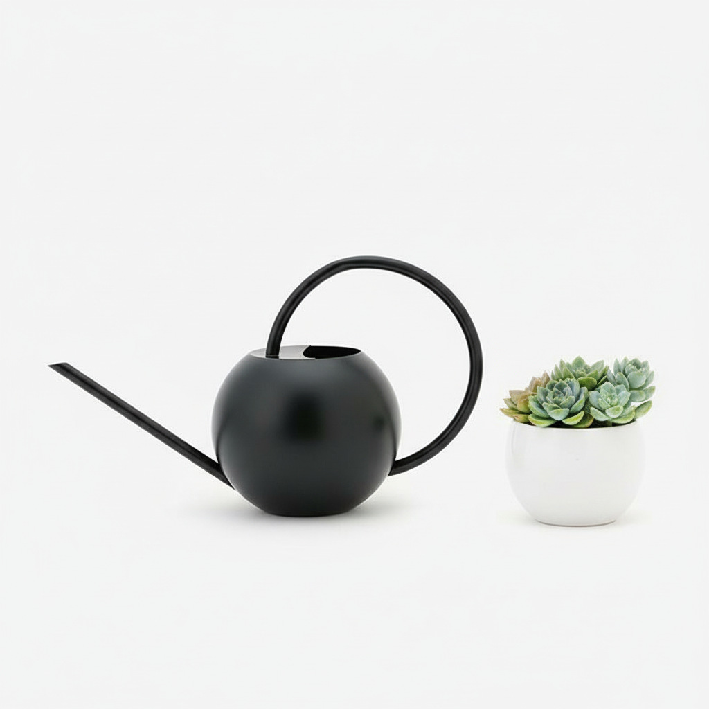 Regadera de acero inoxidable, mini regadera para plantas de interior, pequeña regadera negra con pico largo, 400ML image 7