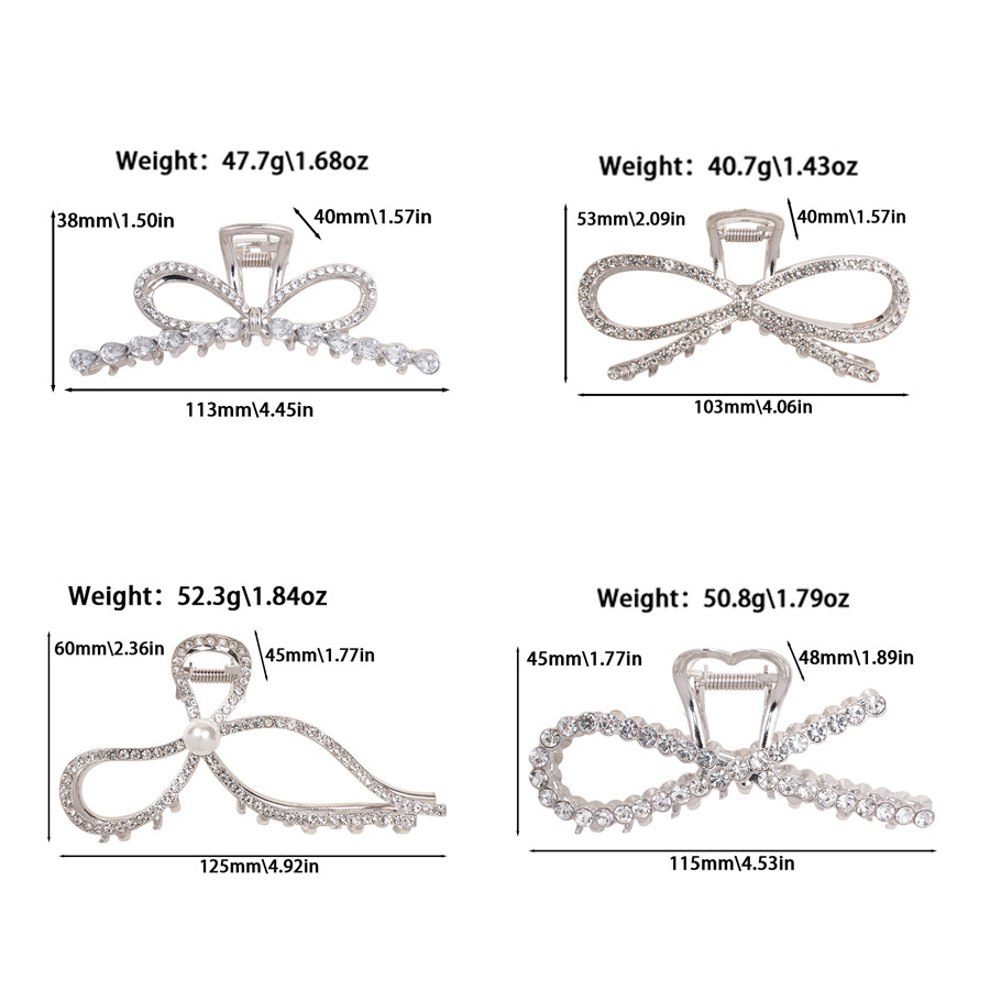 IG Style Shiny Women's Bow Knot Zinc Alloy Imitation Pearl Rhinestone Hair Claws display picture 2