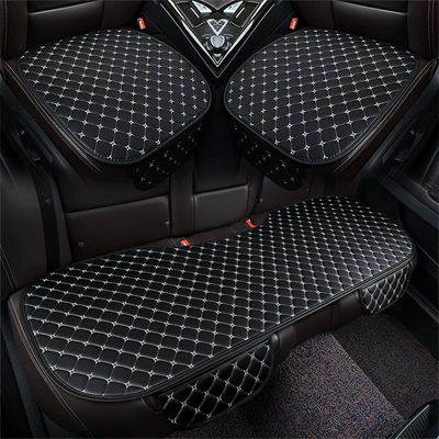 four seasons Universal single piece: Seat cushion, seat cover - leather-four-corner-star-black-and-white-three-piece-set