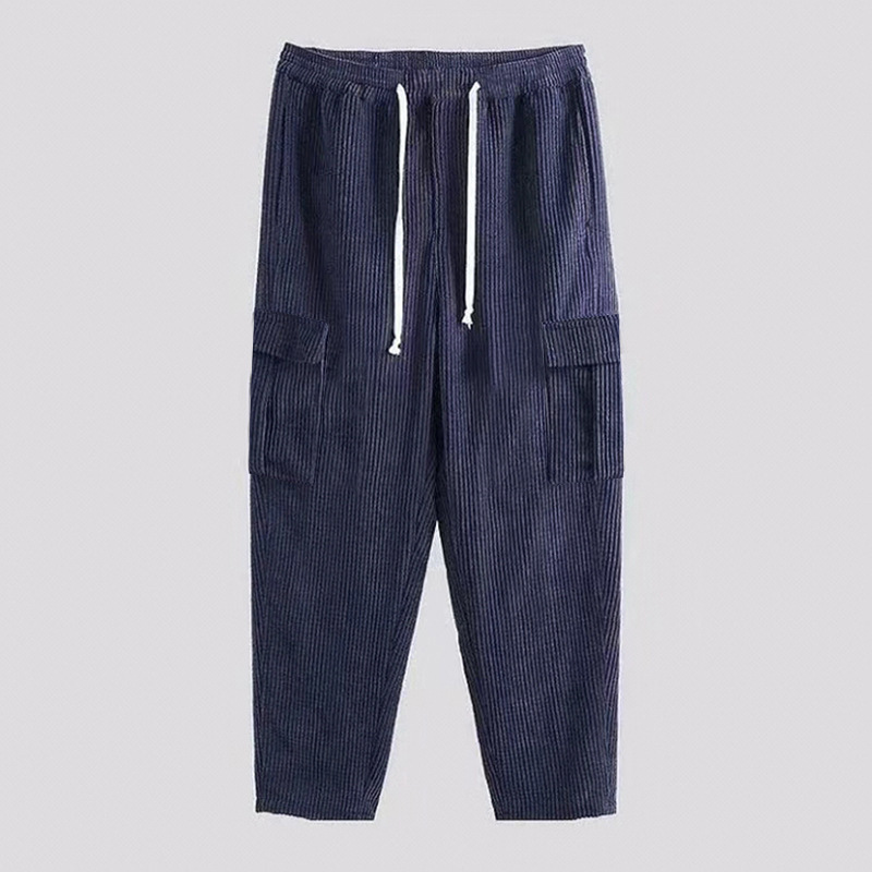 Comercio exterior Pantalones de pana para hombres Pantalones deportivos de color sólido pantalones casuales delgados de múltiples bolsillos rectos sueltos para hombres Otoño e Invierno