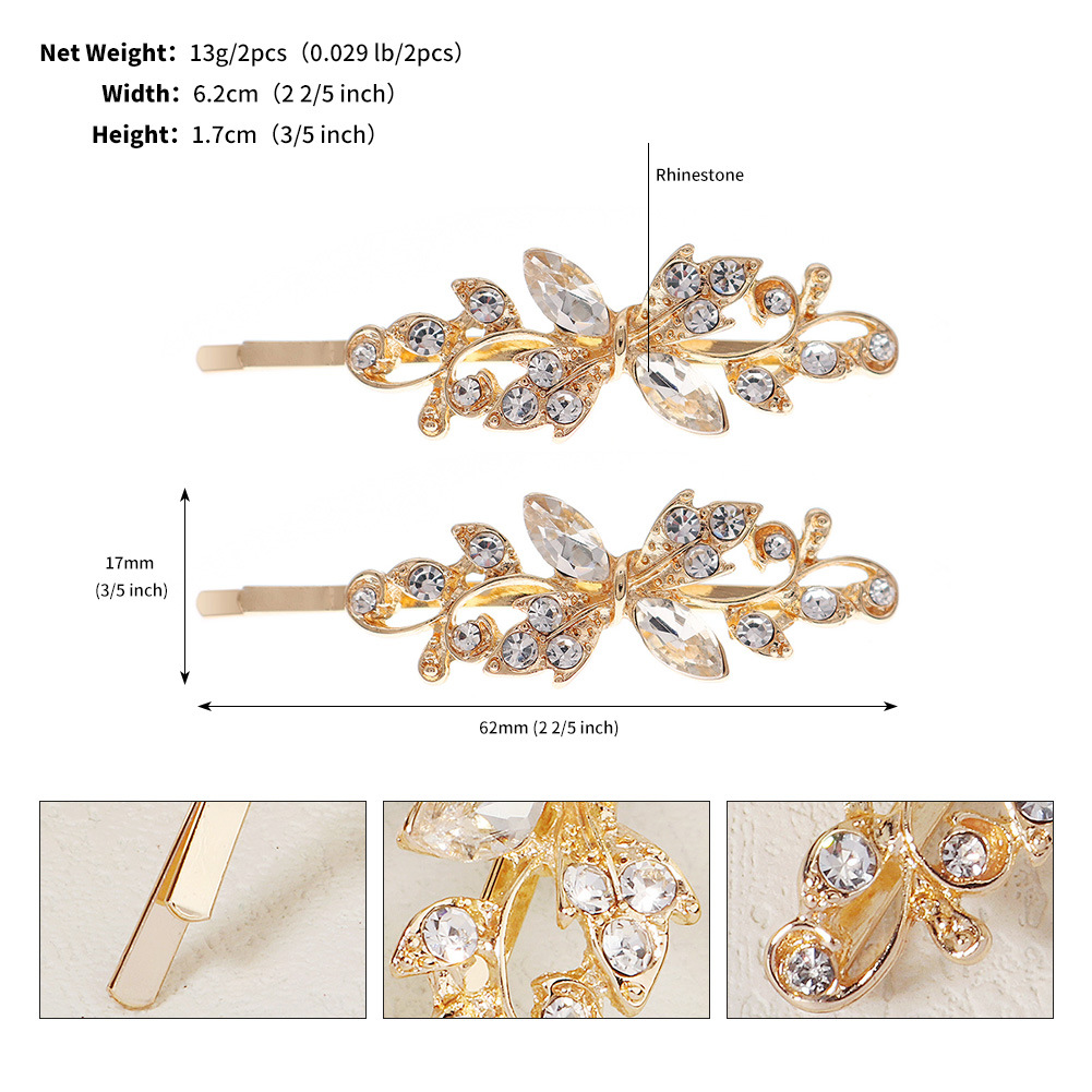 Fashion Flower Alloy Inlay Rhinestones Hair Clip 1 Pair display picture 3