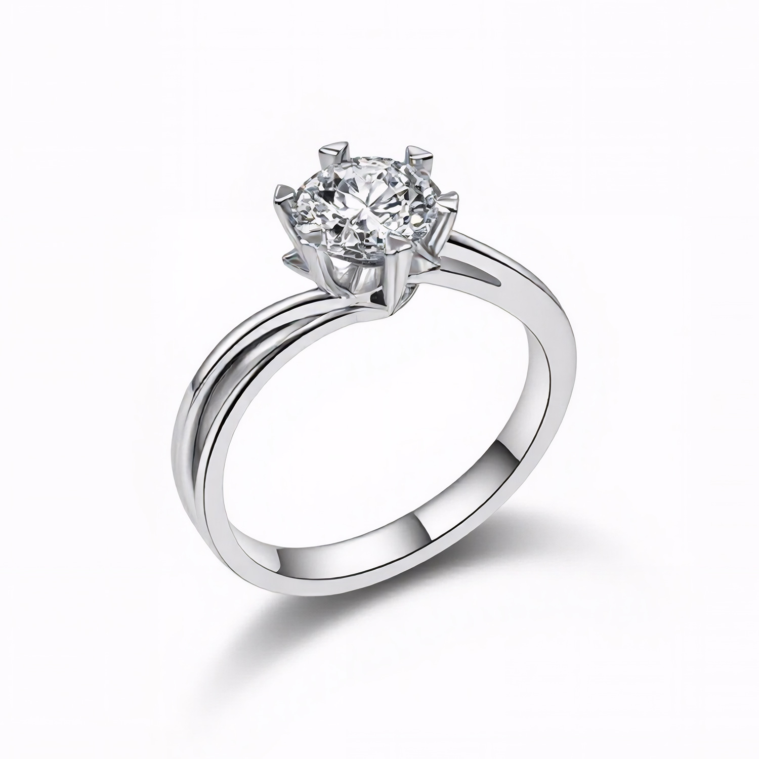 PT950 platinum round diamond heart-shaped six-prong bezel diamond ring for women, engagement or wedding ring, laboratory, 1 carat diamond IGI