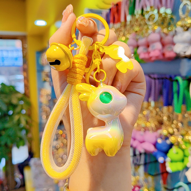 Nueva resina galvanizada colorido lindo ciervo llavero todo el camino seguro bolsos de pareja colgante llavero de automóvil