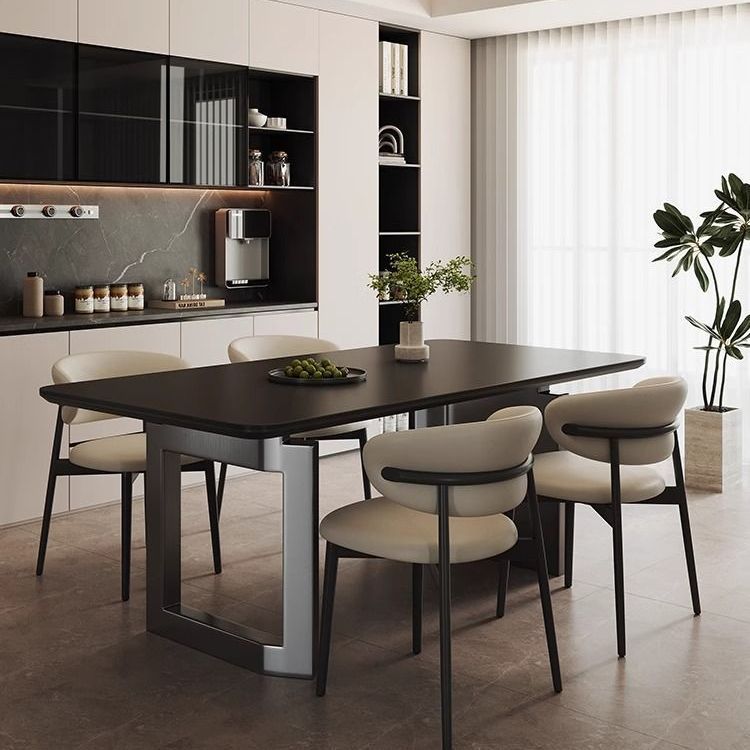 New Italian Light Luxury Black Slate Dining Table and Chair Combination Modern Simple Small Apartment Home Dining Table Rectangular