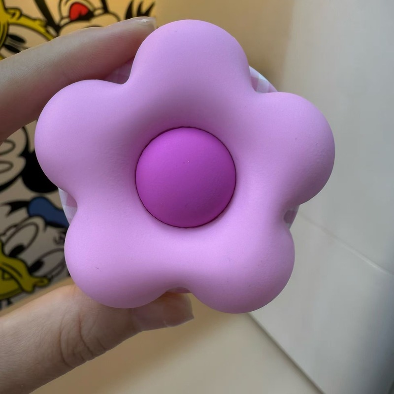 泡泡PPS蜜萝紫粉色立体花朵硅胶磁吸啪嗒气囊手机伸缩折叠支架|undefined