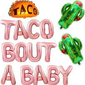 玫瑰金Taco Bout A Baby仙人掌墨西哥蛋饼铝膜气球组合夏威夷派对