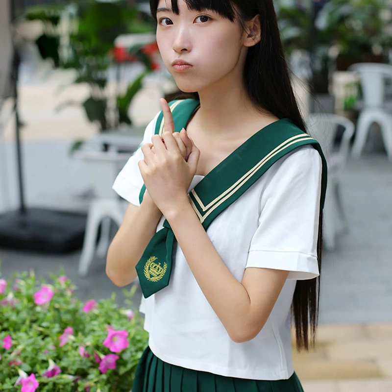 Новый японский костюм моряка костюм юбка JK Униформа класс Униформа школьная форма зеленый квадратный воротник