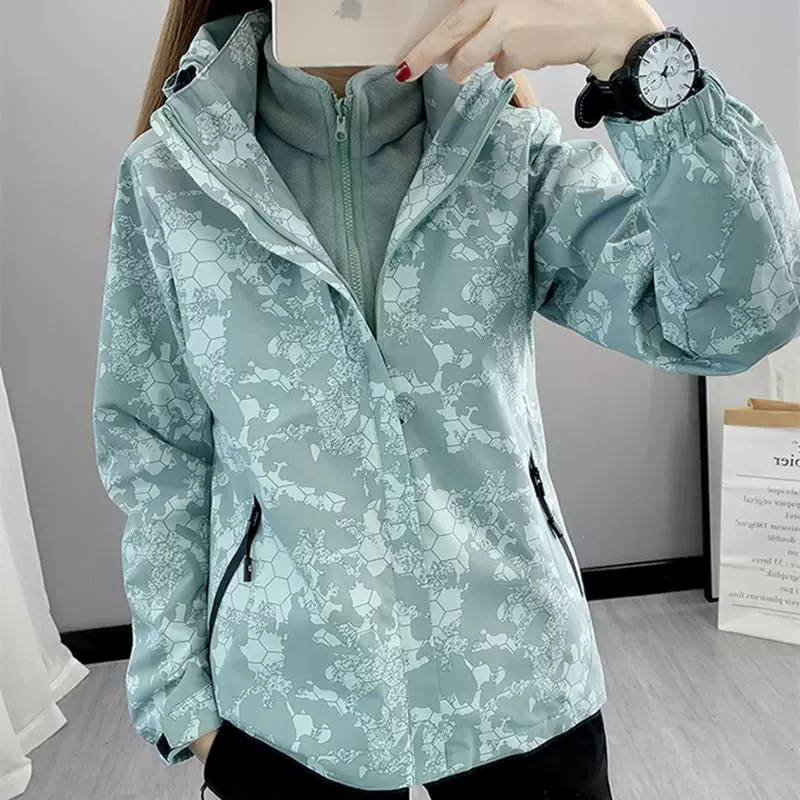 Камуфляжный Блейзер Женский Три-в-одном, съемный из двух частей, ветрозащитный водонепроницаемый открытый туристический альпинистский парный пиджак, мужской