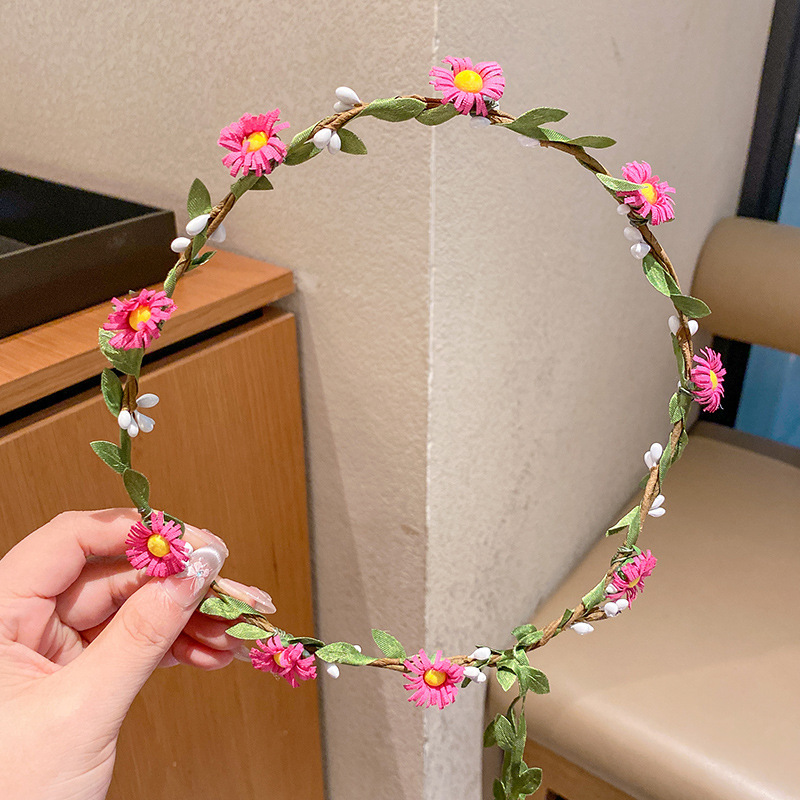 子供の頭飾りの花の子供の美しい花嫁の花輪の手の花の女の子のドレスは花の子供のアクセサリーの王女の頭の花を飾ります。|undefined