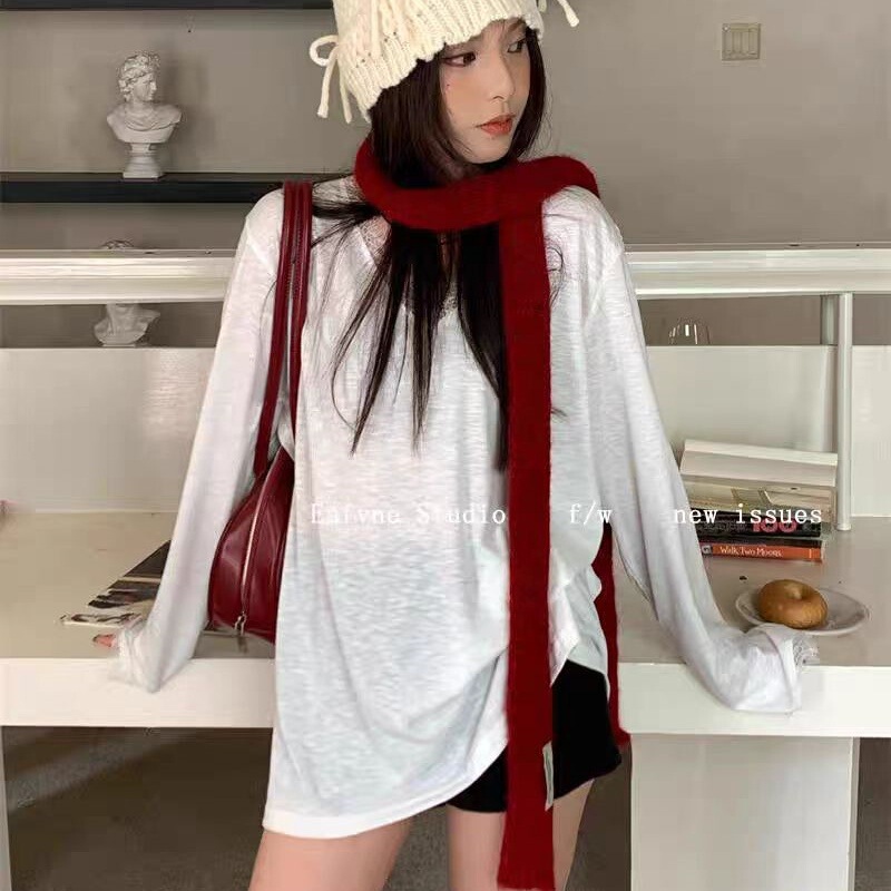 Korean Niche Design Mohair Slim Scarf Trendy Long Versatile Knitted Neck Warmer for Fashionable Girls