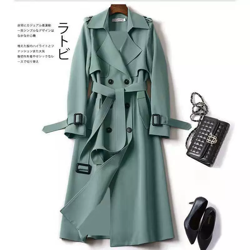 Длинное осеннееTrench coat, средняя длина, корейский стиль, плюс сайз, для подростков, британский стиль