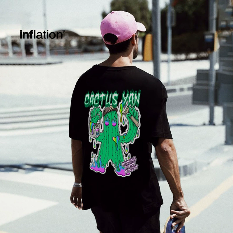 Яркая мужская одежда | Мультфильм смешной кактус с принтом футболка 2025 весна и лето новый продукт прилив уличная свободная мужская короткая рукава
