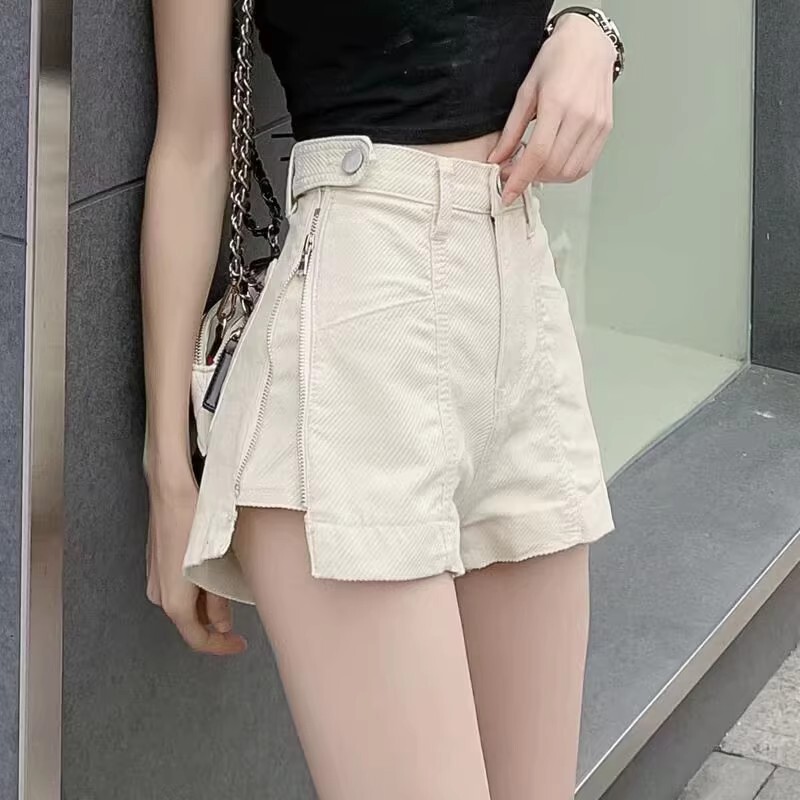 Hot Girl Denim Shorts Women's High Waist Split Thin Summer New A- line Short Straight Loose Super Hot Trendy Pants