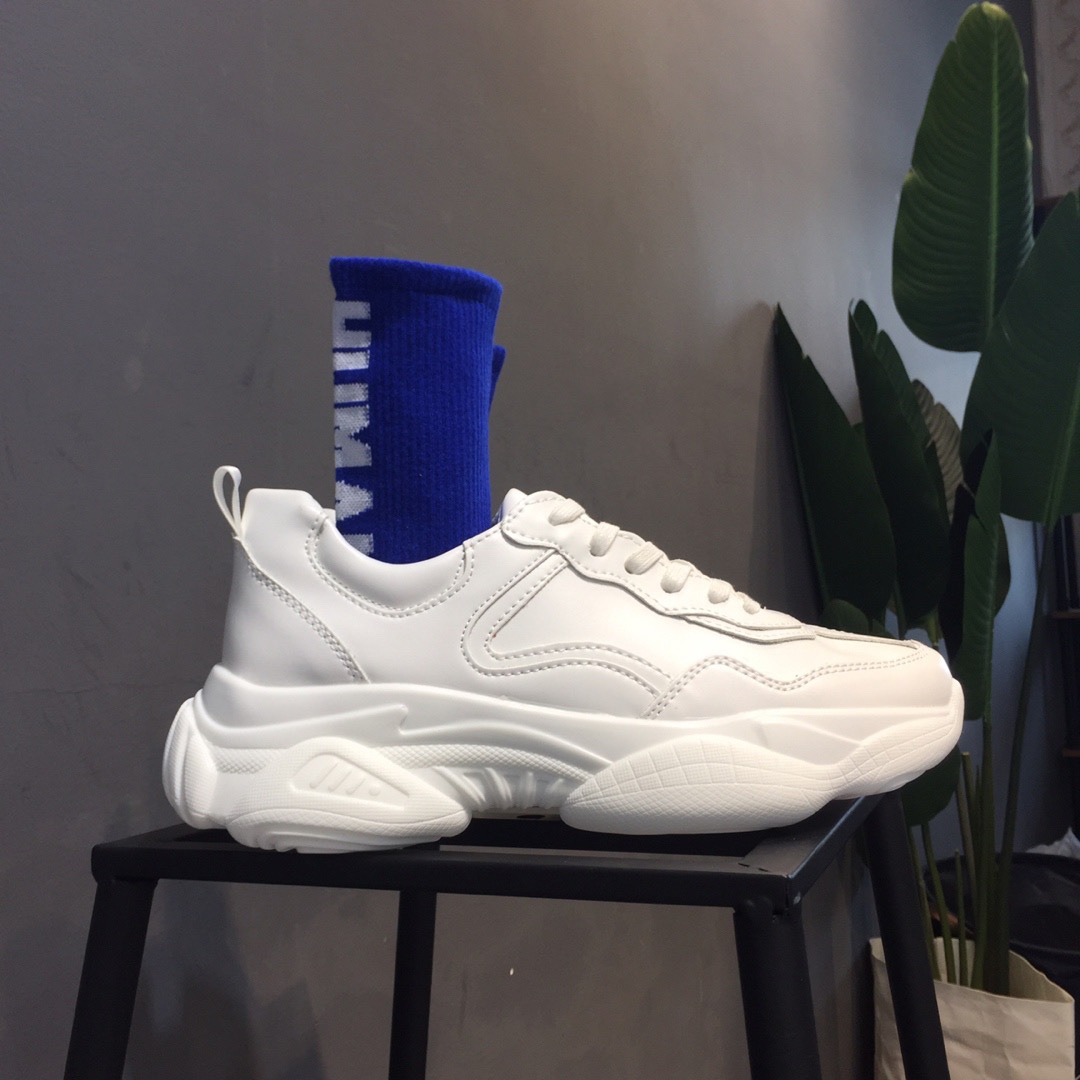 Summer white sneakers with hidden heel