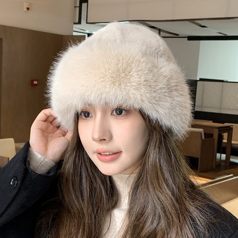 秋冬毛绒韩系毛线帽女款仿貂毛加厚保暖蒙古帽百搭包头护耳雷锋帽|undefined