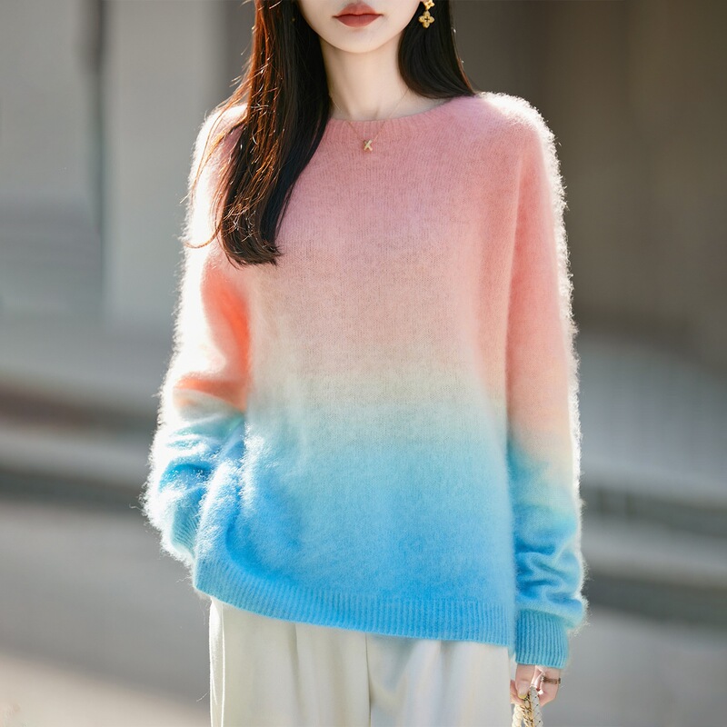 2026 Fall/Winter New Lazy Style Brushed Round Neck Wool Sweater for Women, Soft and Thick, Women's Knit Pullover 2026 Fall/Winter New Lazy Style Brushed Round Neck Wool Sweater for Women, Soft and Thick, Women's Knit Pullover