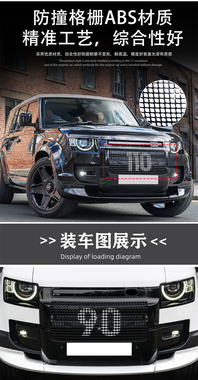 Applicable to 2020-2024 Land Rover Defender Honeycomb Net 90 110 130 Kane Style Net