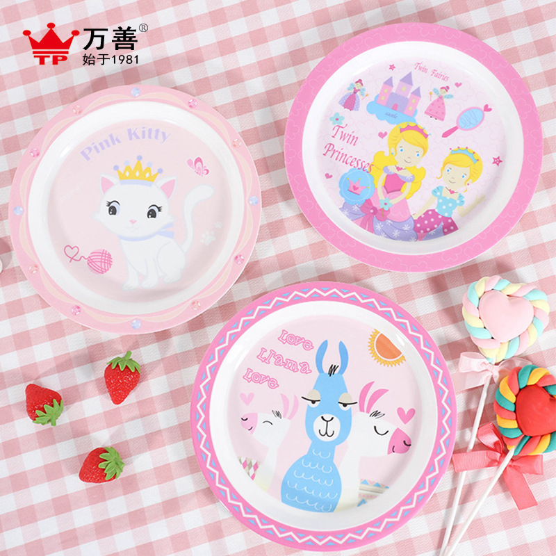 Microwave-Safe Tableware Cartoon Creative Children's Baby Flat Plate Dinner Plate Fruit Plate Wholesale Dropshipping Baby Children's Tableware