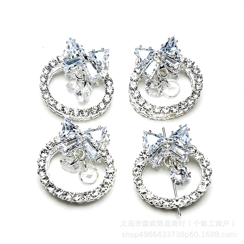 Double-Sided Zircon Butterfly Wreath Vertical Hole Spacer Beads Bowknot Running Ring Straight Hole Beads DIY Phone Chain Accessories