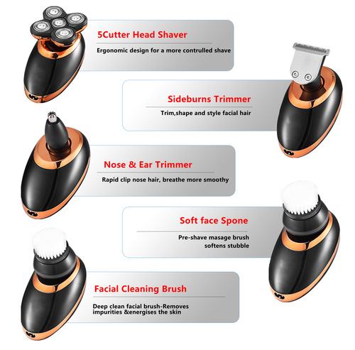 Five-in-one LCD digital display, new bald machine washable sideburn shaver, USB rechargeable shaver