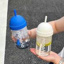 玻璃水杯耐高温大容量吸管杯2025新款女高颜值家用高硼硅带盖杯子