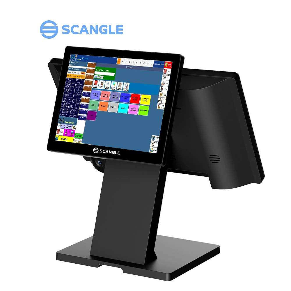 Scangle [New double-screen 15.6-inch aluminum alloy base Windows system external trade supermarket touch cash register]