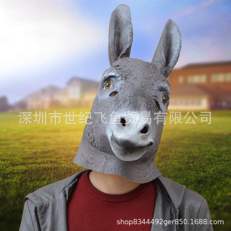 Máscaras de baile de Halloween máscaras de cabeza de burro máscaras de cabeza de látex máscaras de cabeza de animal espectáculo muñecas enteras