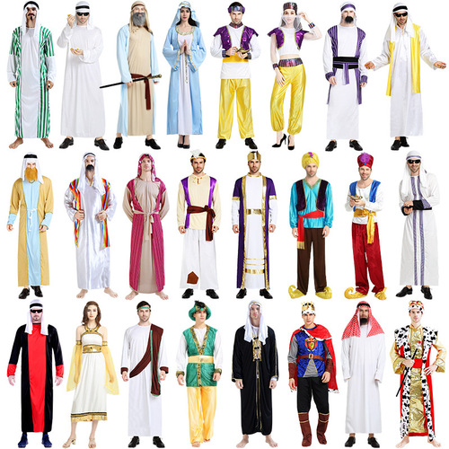 Halloween Arabic Adult Costume for Men and Women, Cosplay Masquerade Ball, Middle Eastern Dubai Robes, Shepherd Outfits
