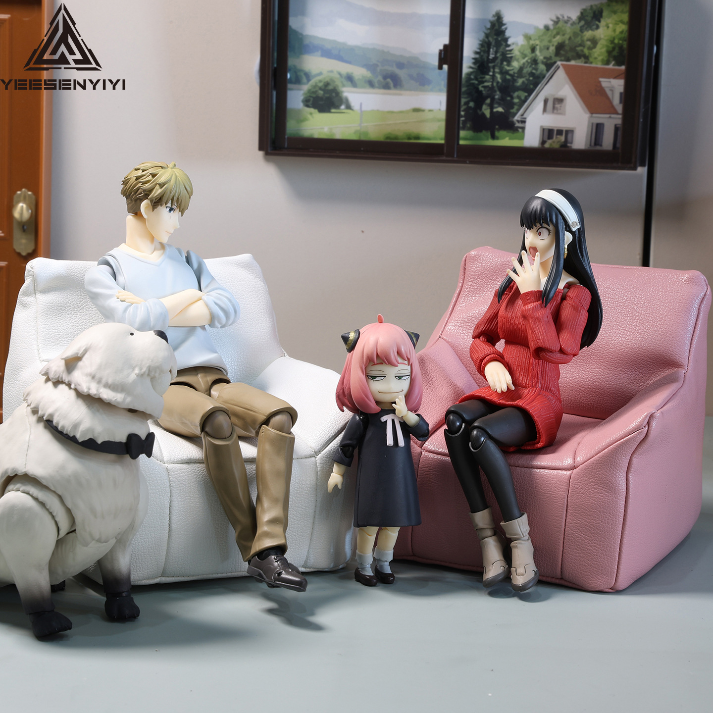 1/12 scale action figure, single leather sofa, 12-point BJD doll with 6-inch doll clothes, accessories, and scene accessories, 8-point