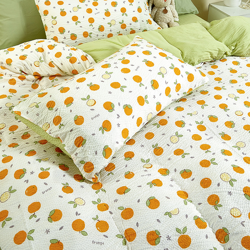 Washed Cotton Gauze Bedding Set Double Layer Duvet Cover Sheets_voghion.com