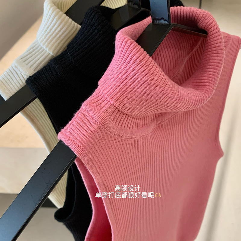 WGWE7297白桃冰沙粉色无袖针织初秋内搭修身背心|undefined