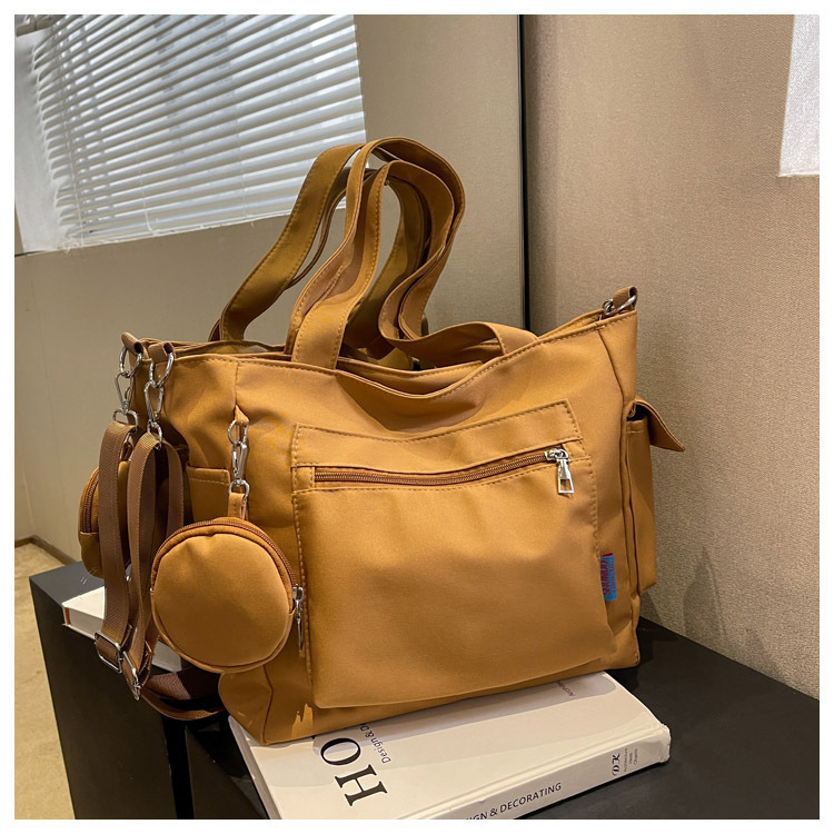 Cross-Border New Solid Color Canvas Bag Large Capacity Shoulder Bag Handbag Student Versatile Tote Bag Handbag Crossbody Bag