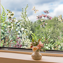 CBCJD102跨境绿植花朵藤蔓静电玻璃贴橱窗窗户角装饰玻璃贴花贴膜