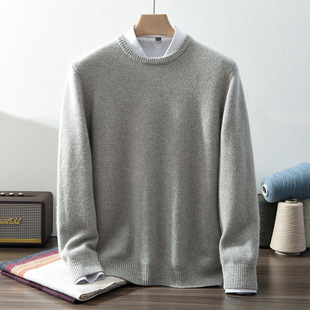 Thickened Men's Cashmere Sweater Knitted Sweater Autumn and Winter 100 Cashmere Crewneck Sweater Knitted Base Top for Men