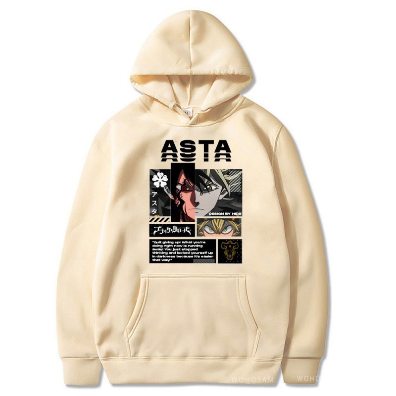 Black Clover negro de cinco hojas Asta más suéter de terciopelo deportivo sudadera con capucha anime hoodie