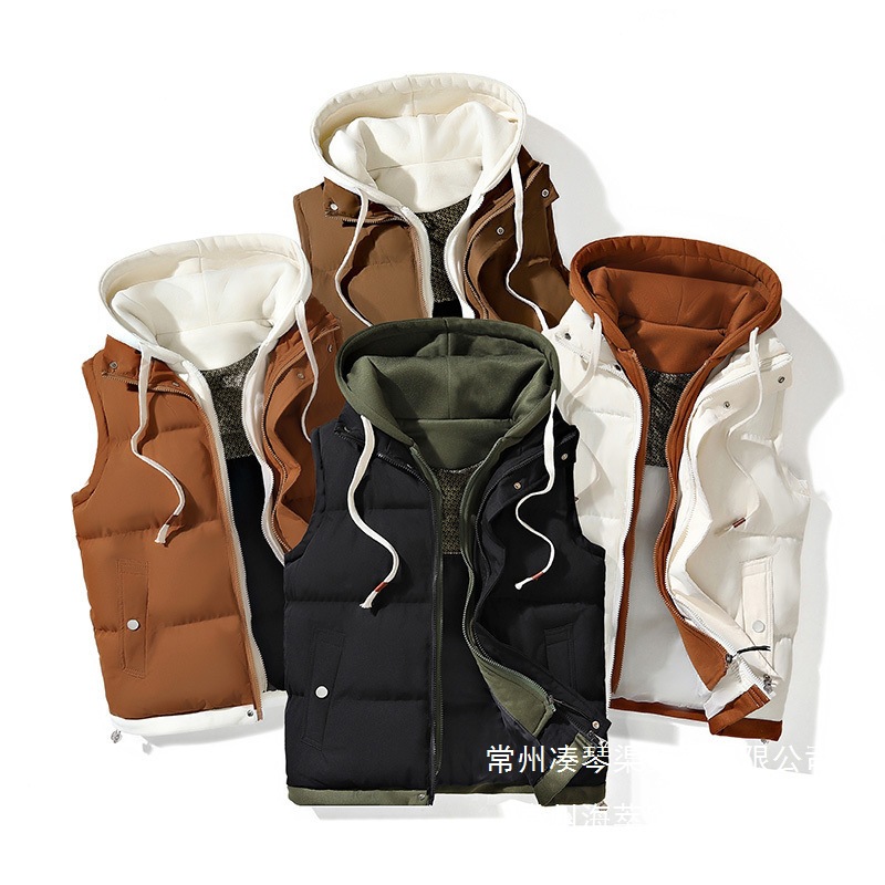 马甲男款秋冬季中学生青少年宽松潮牌背心棉衣男女棉马甲批发