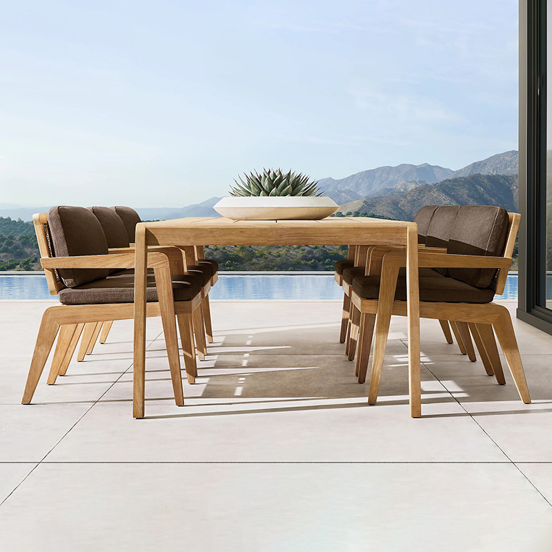 Mesas y sillas de teca para exteriores, muebles de diseño impermeables y resistentes al sol para terraza y patio, juego de mesa y sillas de madera maciza para jardín y villa. image 17